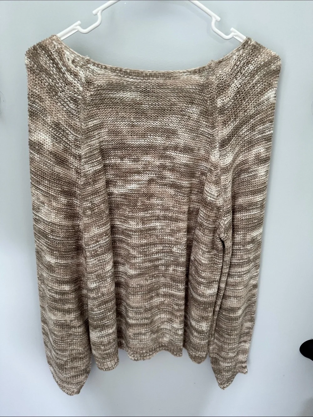 LOFT Outlet Marled Crewneck Sweater in Cream and Tan
